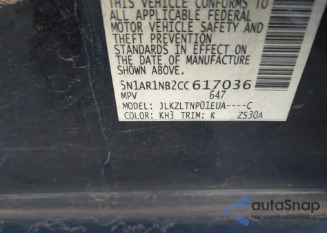 2012 Nissan Pathfinder Sv from USA, damaged, VIN 5N1AR1NB2CC617036